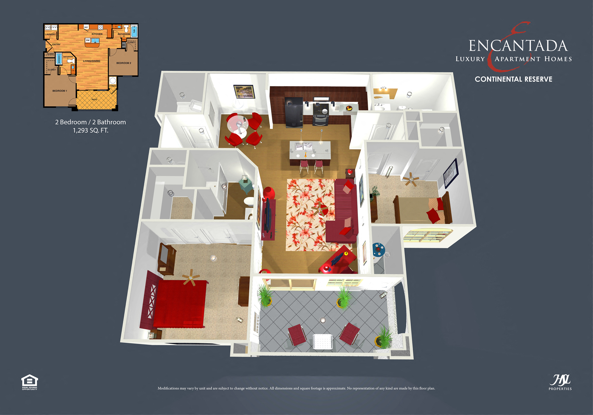 Continental Reserve 2 Bedroom Large Floor Plan 3D