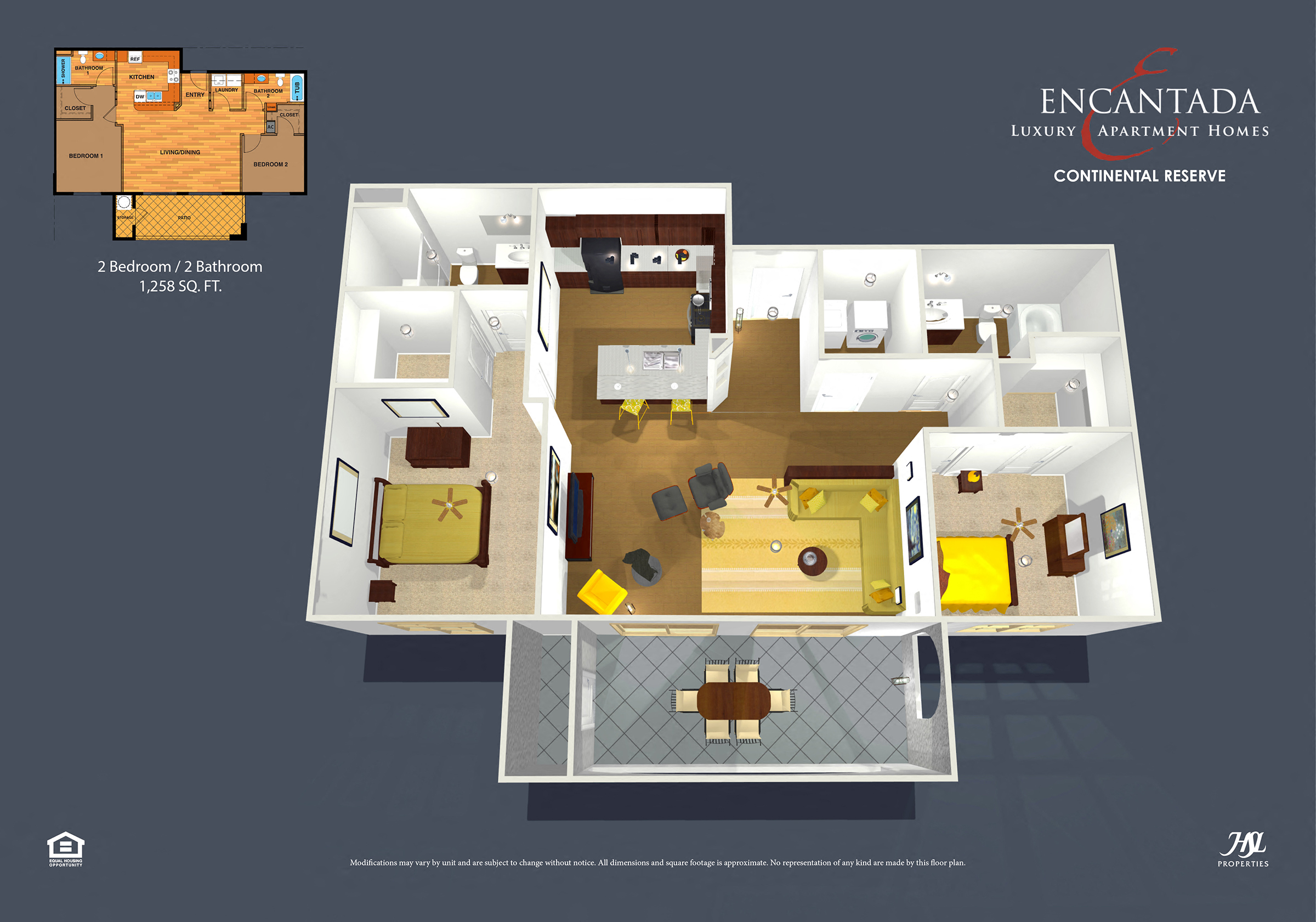 Continental Reserve 2 Bedroom Medium Floor Plan 3D