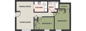 2-Bedroom, 1-Bath, Garden