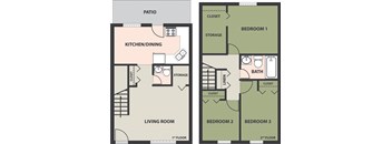 3-Bedroom, 1 1/2-Bath, Townhome