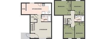 4-Bedroom, 2-Bath, Townhome