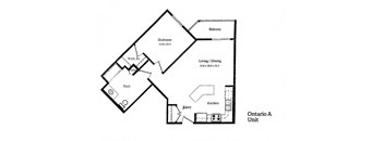 1 Bedroom, 1 Bathroom w/balcony (Ont-A)
