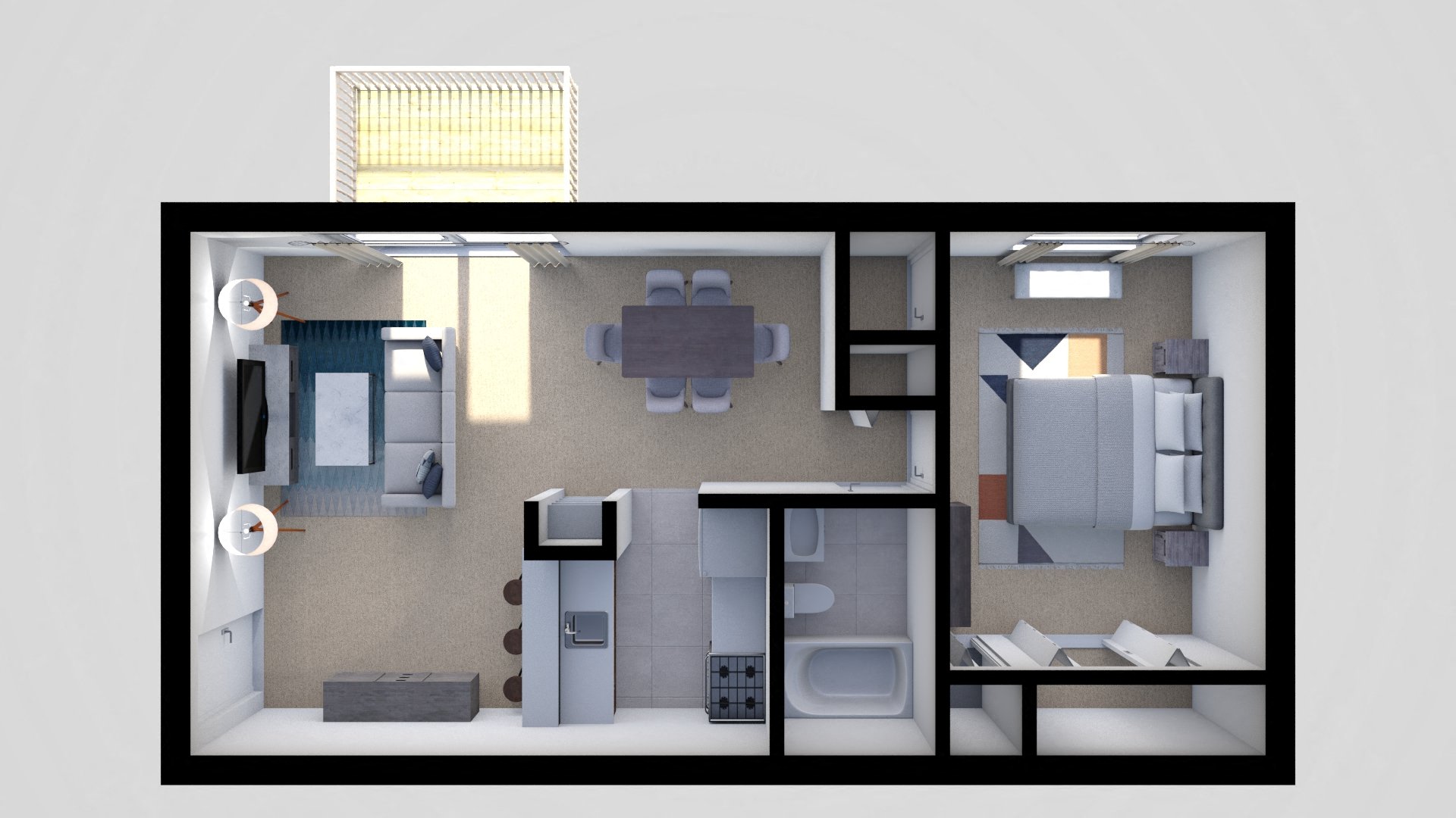 1 Bedroom 1 Bath Floor Plan at Mansfield Woods Apartments, Essex, MD
