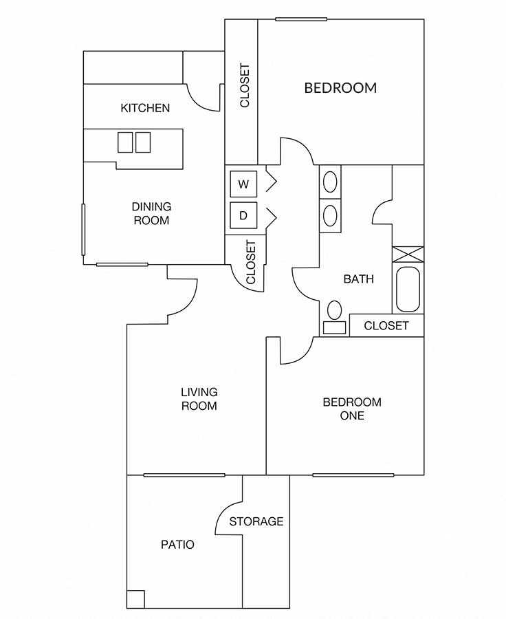 Two bedroom floor plan