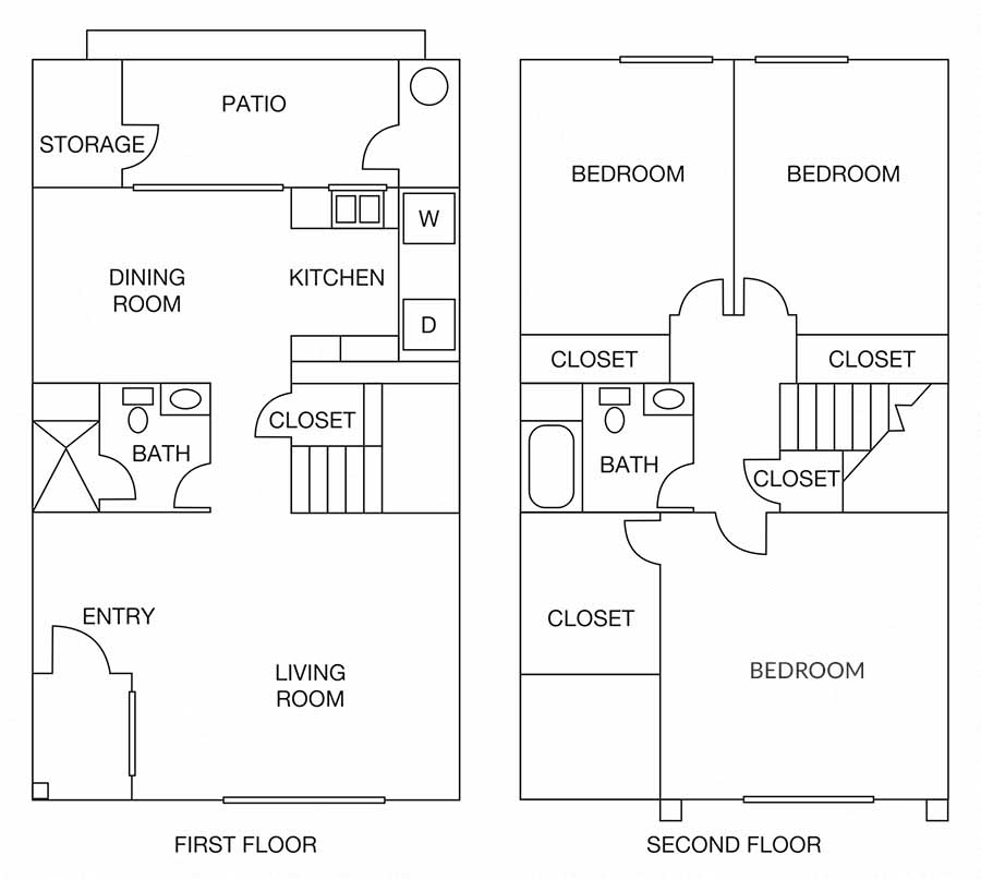 Three bedroom floor plan