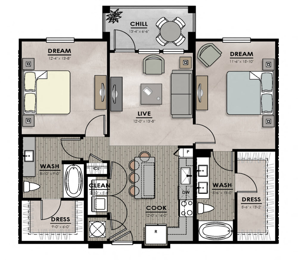 B1 ALT Floor Plan at Harrison Apartments, Sarasota, FL