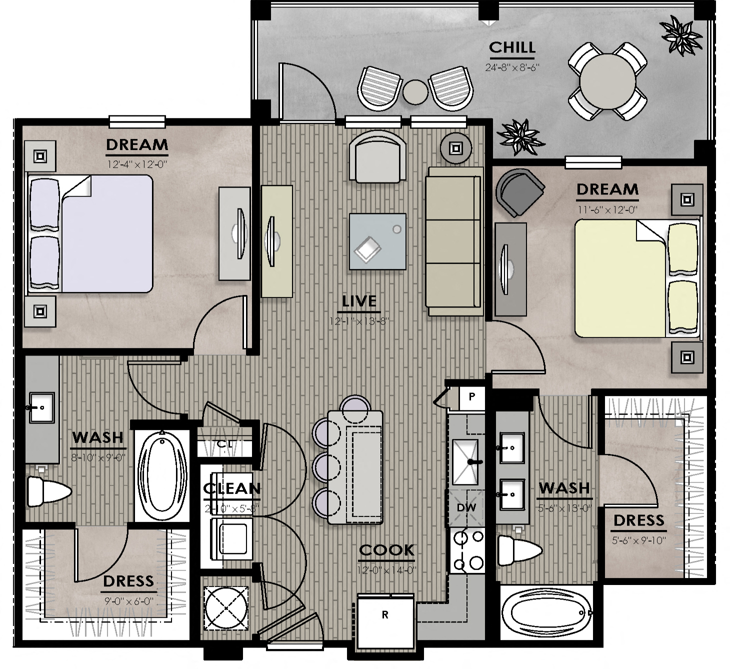 B1-1Floor plates with LVT at Harrison Apartments, Sarasota, FL, 34243