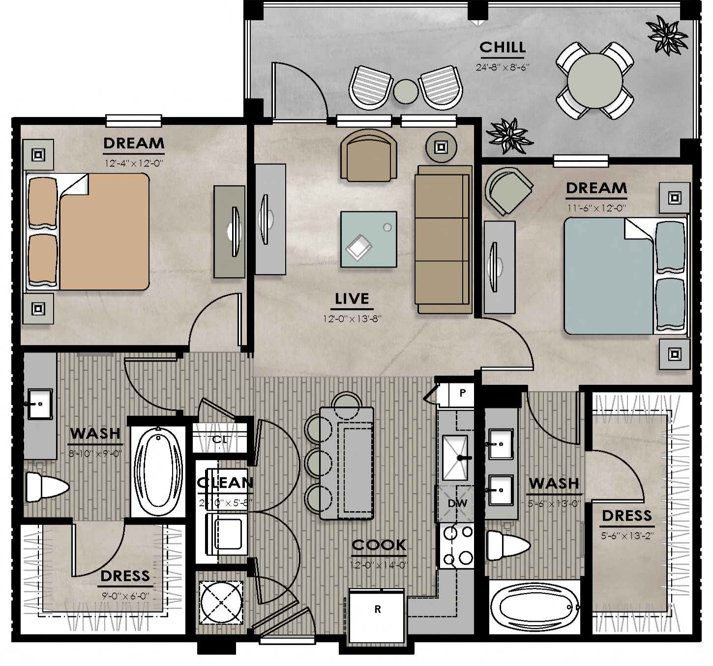 B1-1altwithout LVT throughout at Harrison Apartments, Sarasota, FL