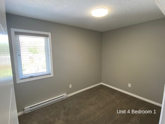 a empty room with a window and a carpet