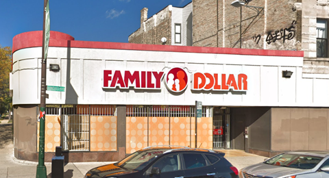 the facade of a family dollar store with cars parked in front