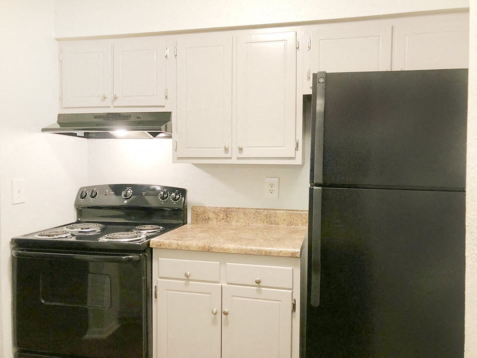 Updated Apartment Kitchen with Range in a 2-bedroom Large