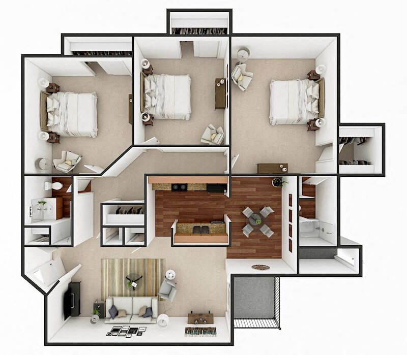 3 bedroom apartment floor plan