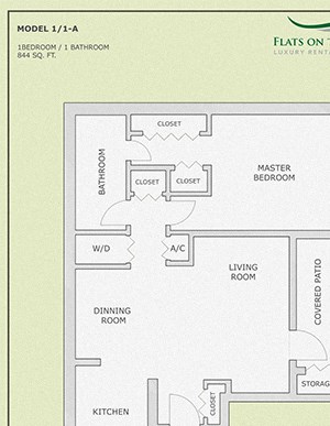 1-1A One Bedroom One Bathroom floor plan 1-1A One Bedroom One Bathroom floor plan