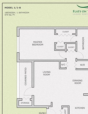 1-1B One bedroom one bathroom floor plan 1-1B One bedroom one bathroom floor plan