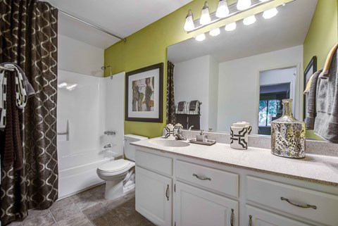 a bathroom with a sink and a toilet and a shower