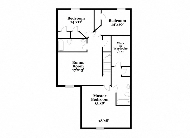 a floor plan of a house with an open concept floor plan with bedrooms and baths