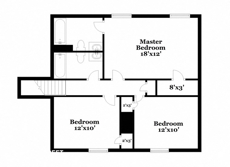 a floor plan of a house with a bedroom and a bathroom