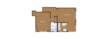 One Bedroom Floor Plan at The York and Potomac Park, Washington, DC, 20006
