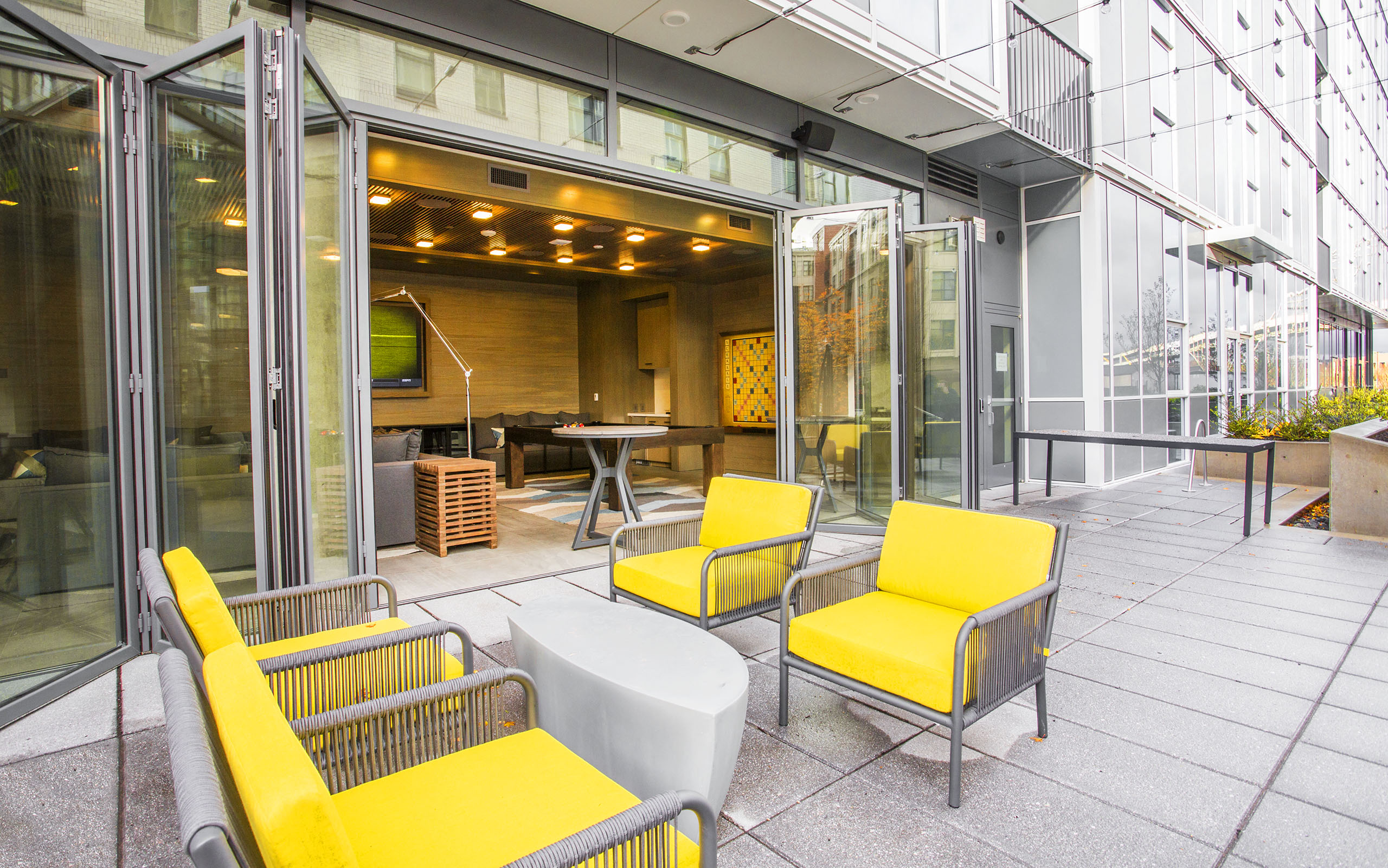 Block 17 Apartments Clubhouse Exterior Patio