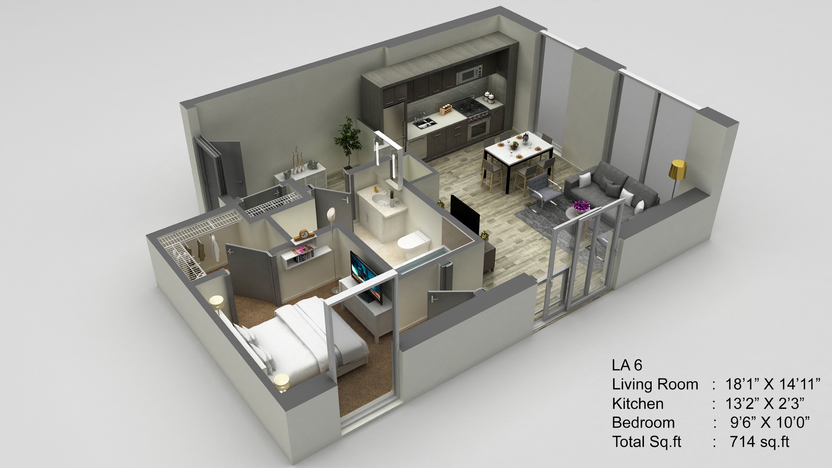 Block 17 Apartments LA 6 3D Floor Plan