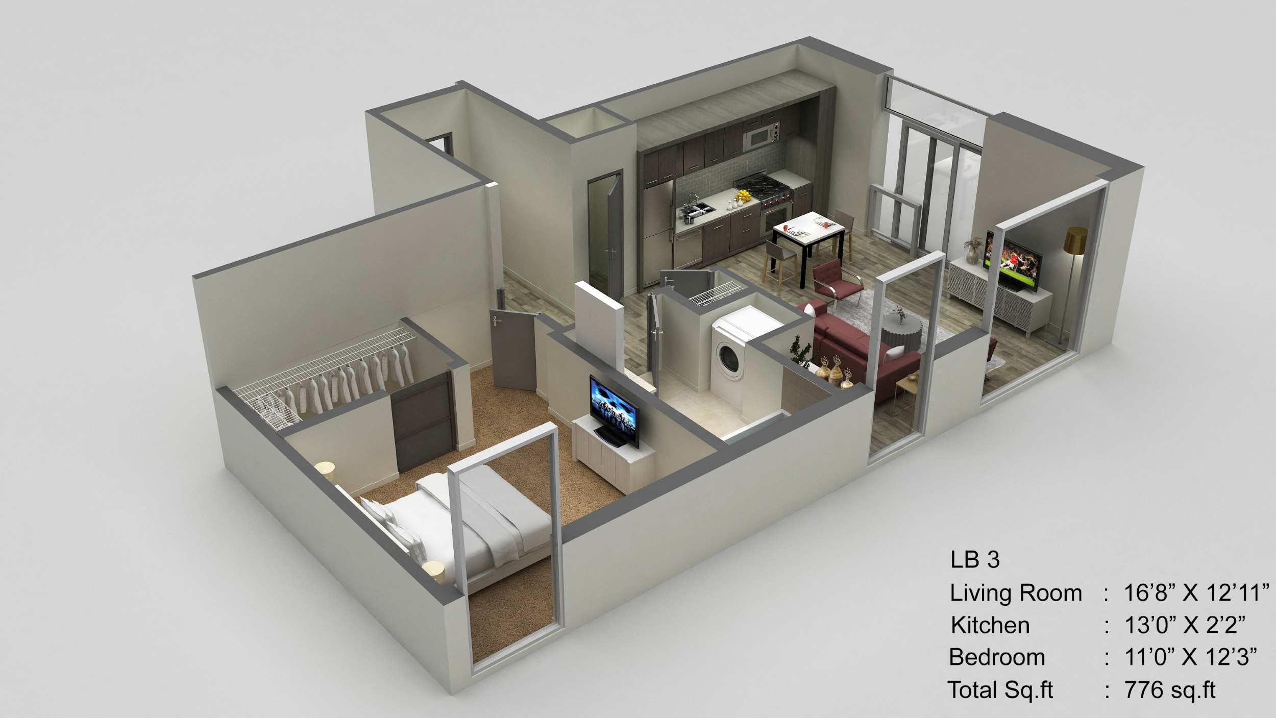 Block 17 Apartments LB 3 3D Floor Plan