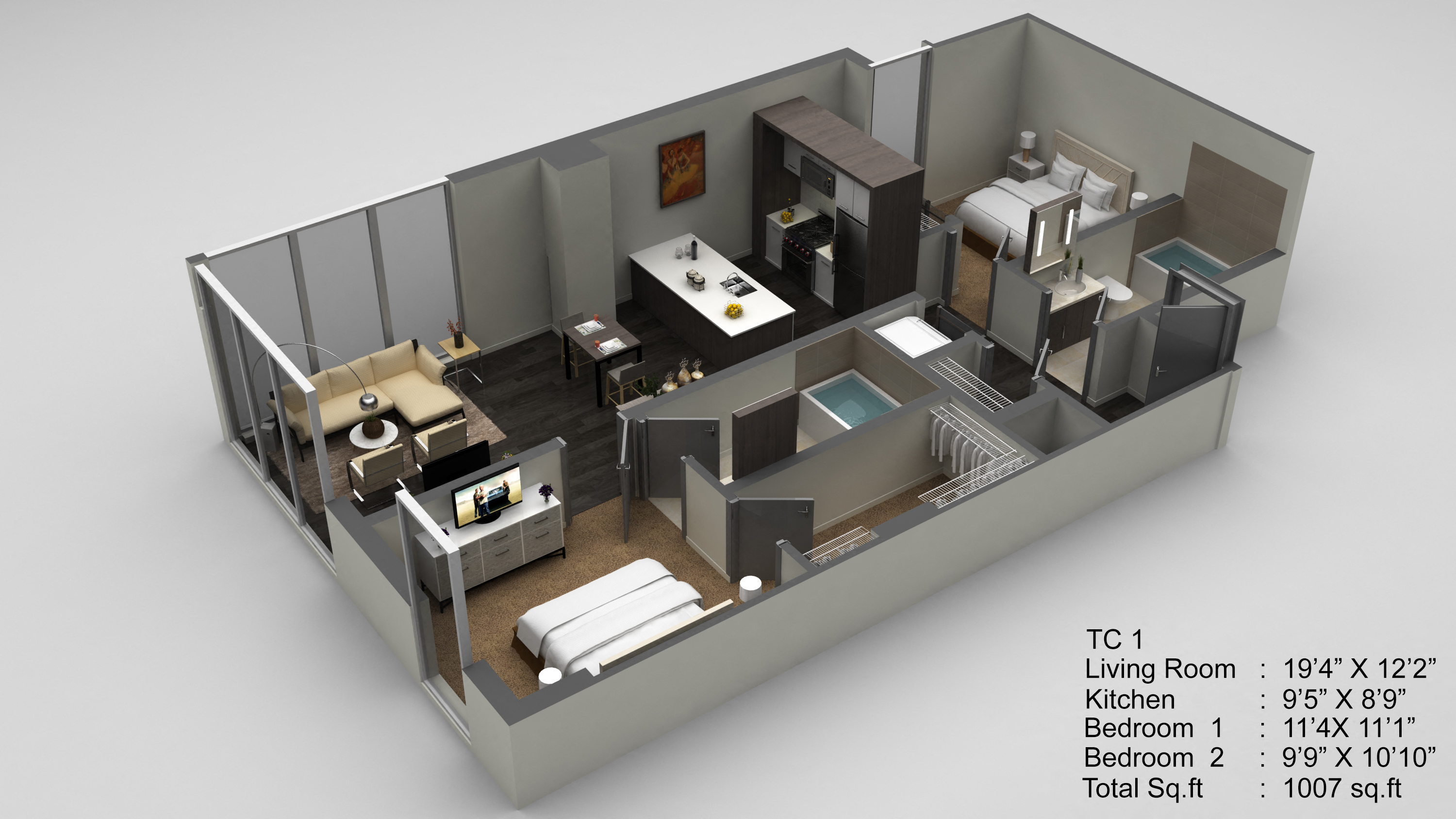 Block 17 Apartments TC 1 3D Floor Plan