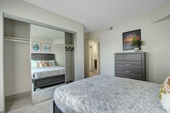 Beautiful Bright Bedroom With Wide Windows at Namaste Apartments, Las Vegas