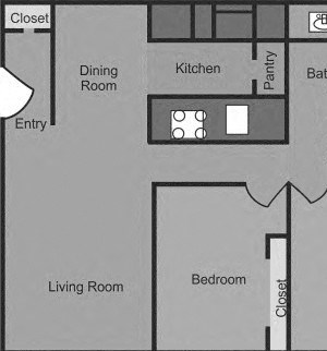 2 Bedroom 1 Bathroom Floorplan 2 Bedroom 1 Bathroom Floorplan