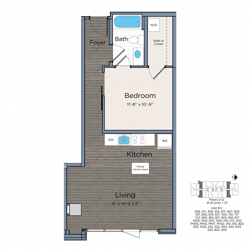 Leo at Waterfront Station Apartments Washington DC One Bedroom One Bath B floor plan