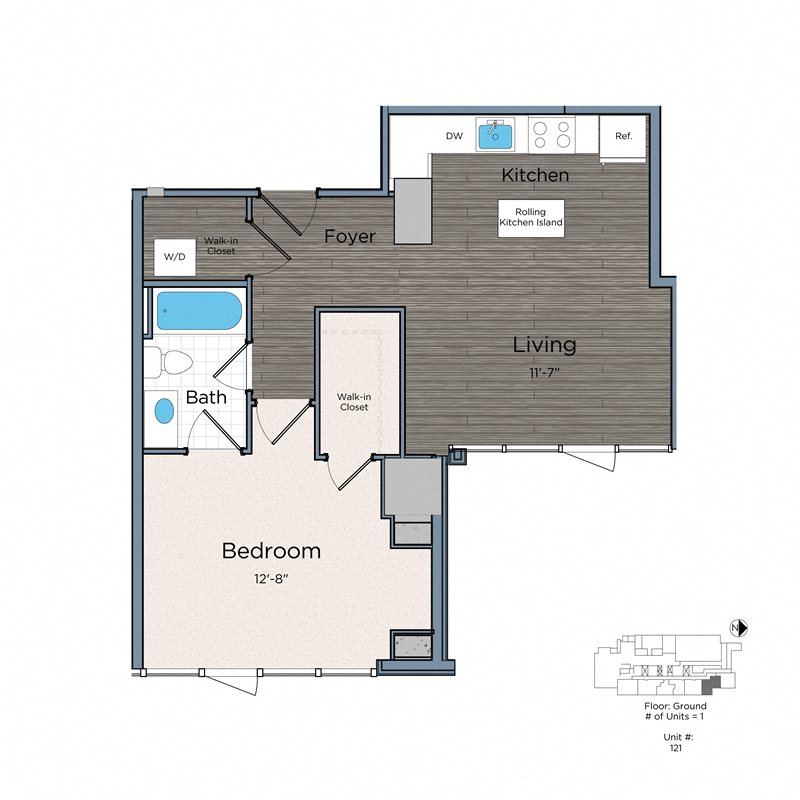Leo at Waterfront Station Apartments Washington DC One Bedroom One Bath C floor plan