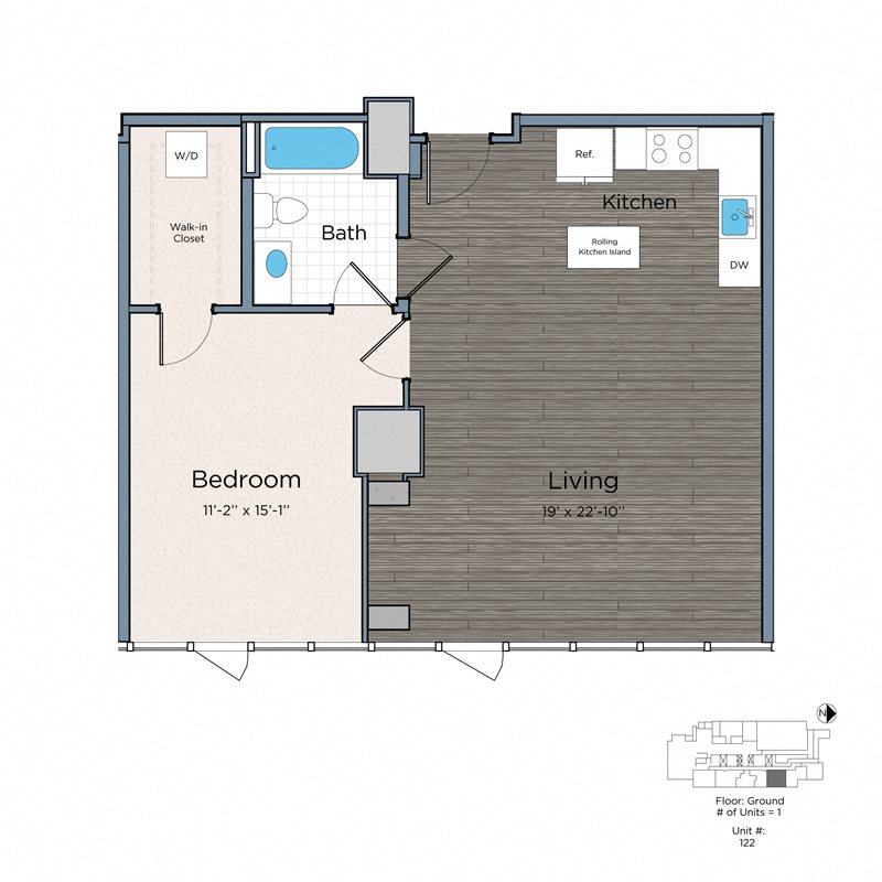 Leo at Waterfront Station Apartments Washington DC One Bedroom One Bath D floor plan
