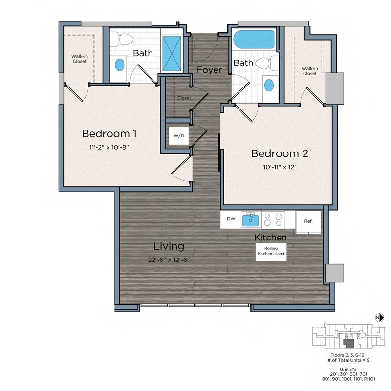 Leo at Waterfront Station Apartments Washington DC Two Bedroom Two Bath A floor plan