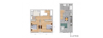 Townhouse 2 Bedroom DK Floor Plan at Block C, San Marcos, California