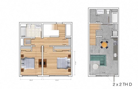 Townhouse 2 Bedroom DK Floor Plan at Block C, San Marcos, California