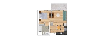 1 Bedroom A Floor Plan at Block C, California