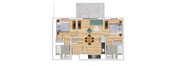 2 Bedroom C Floor Plan at Block C, San Marcos, CA, 92078