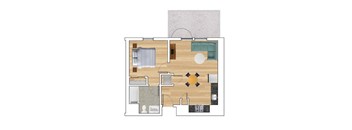 1 Bedroom B Floor Plan at Block C, San Marcos