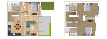 Townhouse 3x3 B Floor Plan at Block C, San Marcos, CA, 92078