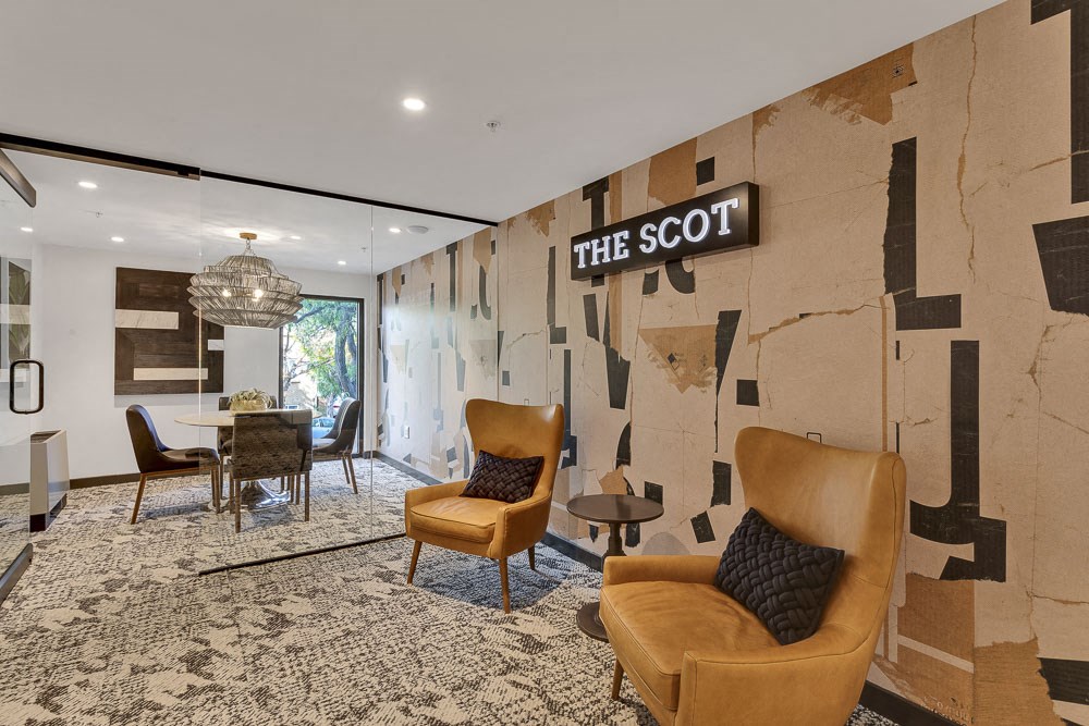 the lobby or reception area of the scot hotel