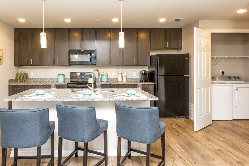 Coralina Apartments | Cape Coral, FL | Sleek Modern Kitchen with Granite Countertops