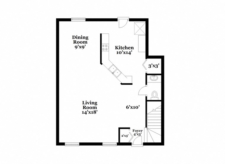 a floor plan of a house with a bedroom and a living room