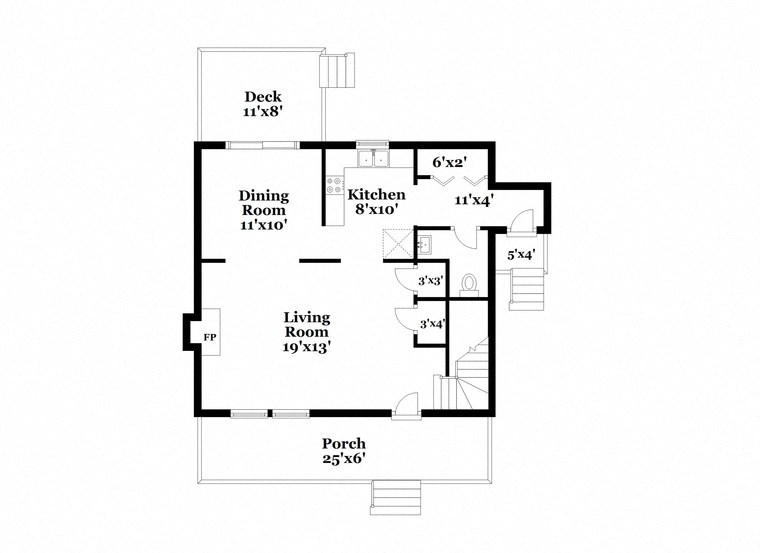 a floor plan of a house with a bedroom and a living room