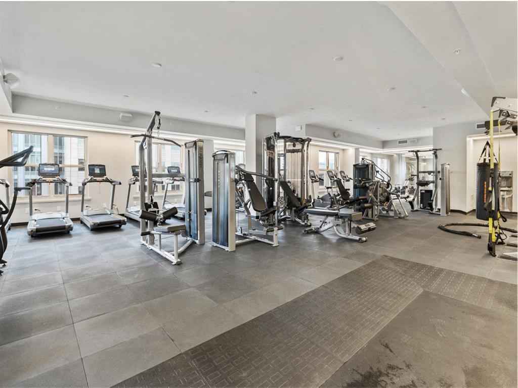 the gym is equipped with a variety of exercise equipment