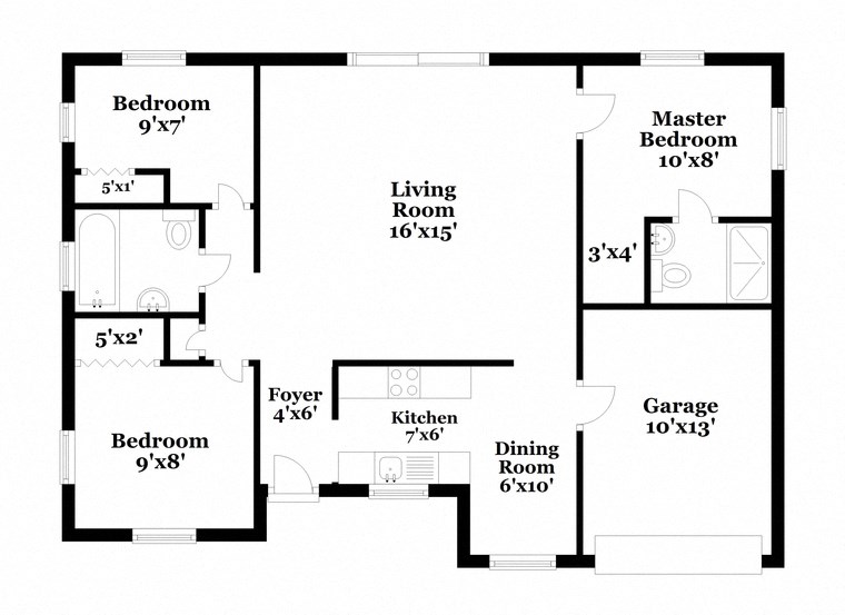 a floor plan of a house with a bedroom and a living room