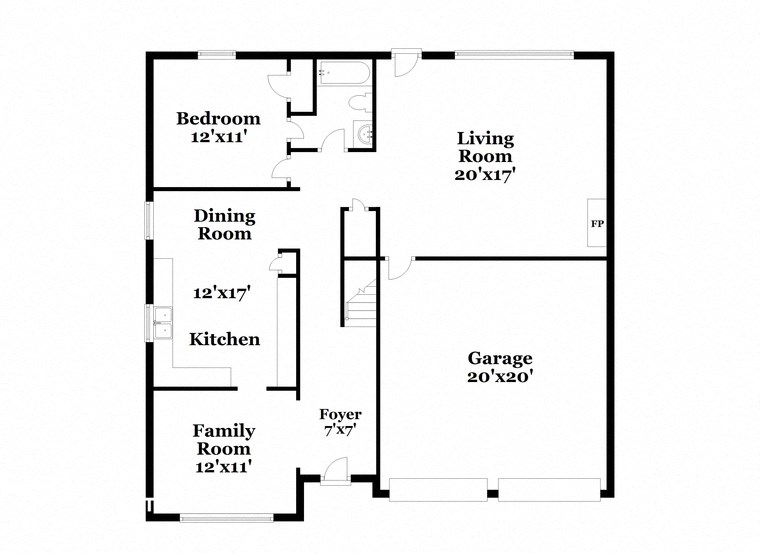 a floor plan of a house with a dining room and a living room