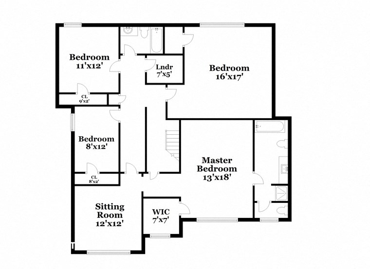 a floor plan of a house with bedrooms and a living room