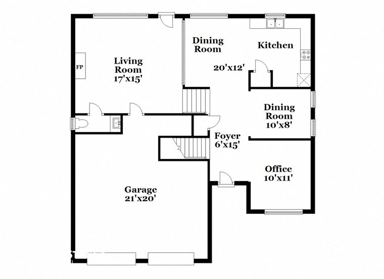 a floor plan of a house with bedrooms and a living room and a dining room