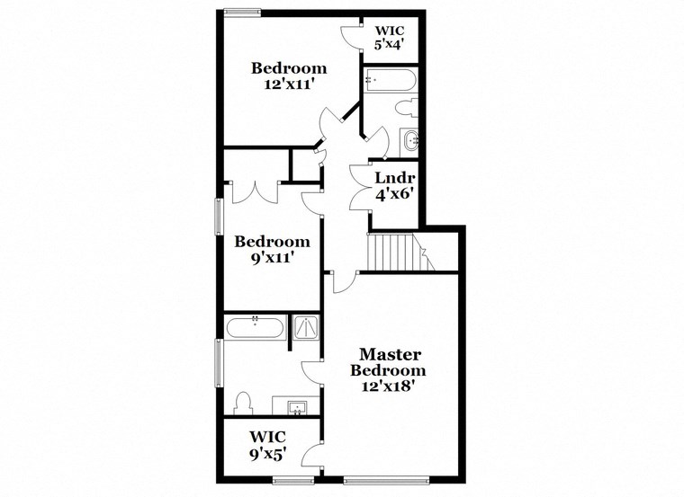 a floor plan of a house with an open concept floor plan with bedrooms and baths