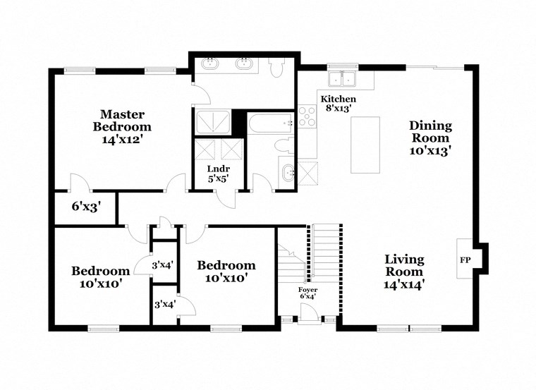 a floor plan of a house with bedrooms and a living room