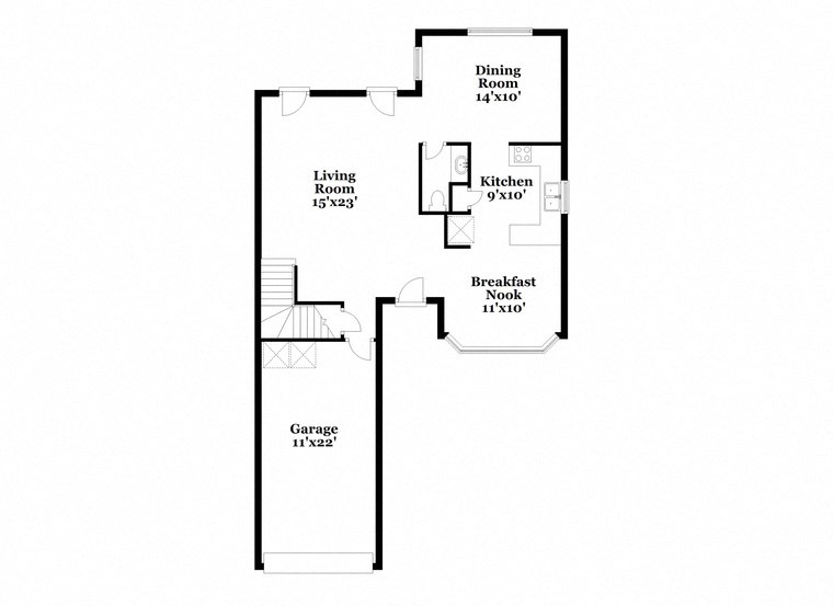 a floor plan of a house with a bedroom and a living room